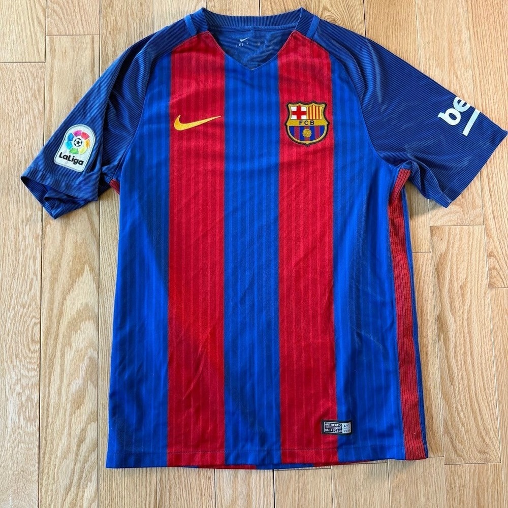 Nike FC Barcelona 2016/17 Home Soccer Football Jersey Blue Red Mens Small